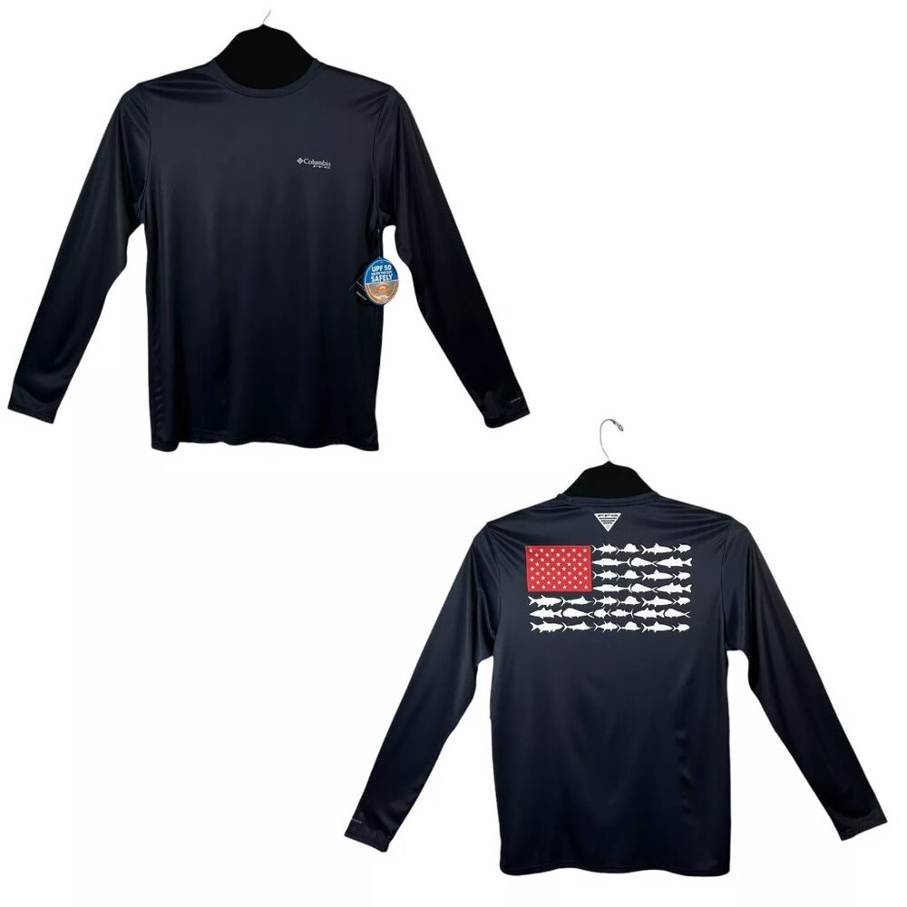 Columbia Long Sleeve Shirt Size M Navy Sun‎ Protection Moisture-wicking Fabric